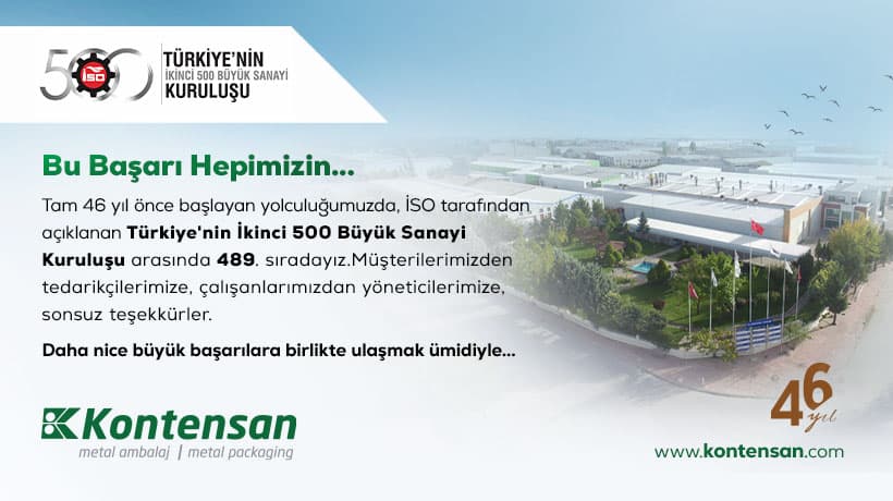 Kontensan, İSO İkinci 500 Listesinde 489. Sırada Yer Aldı