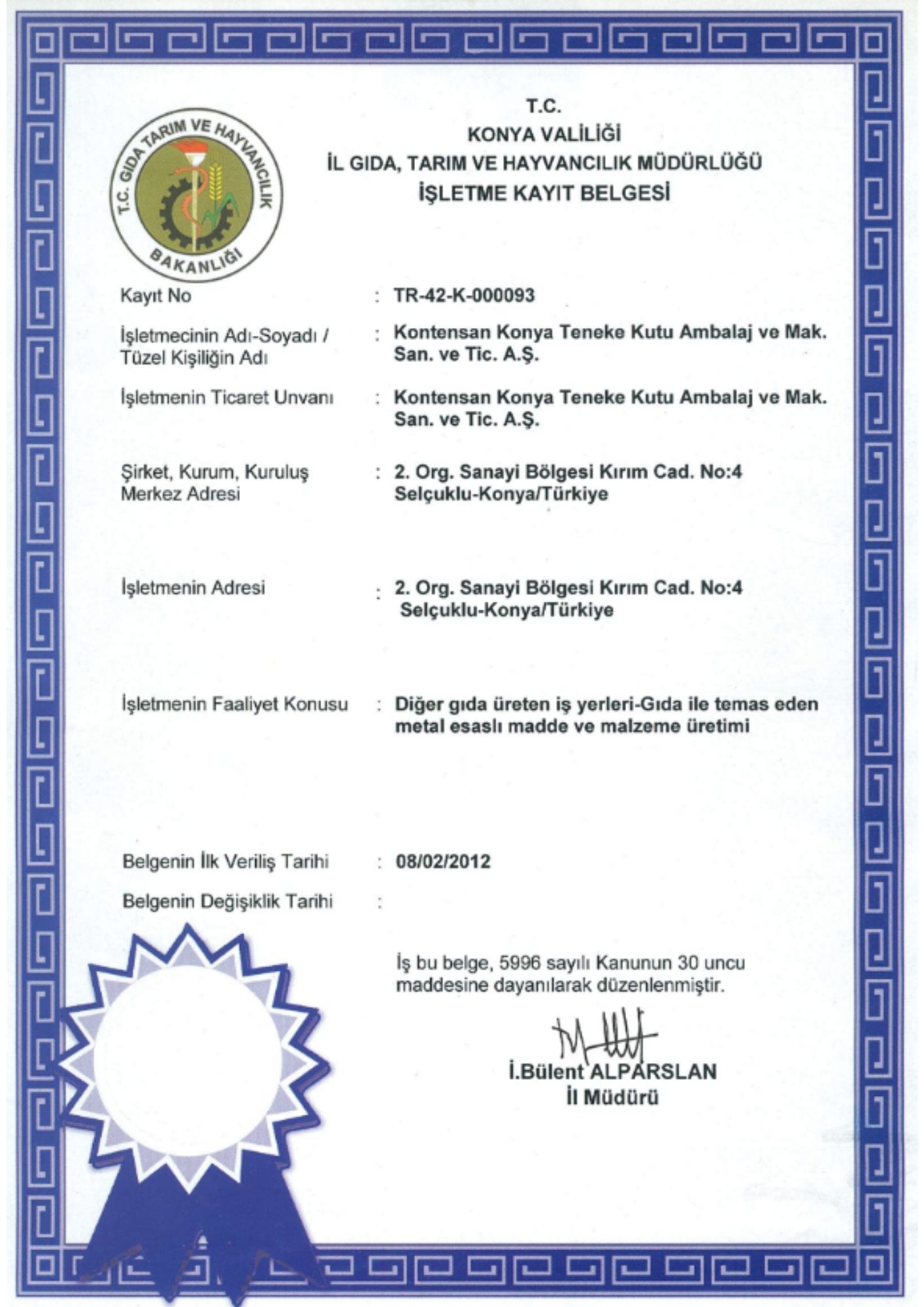 BUSINESS REGISTRATION CERTIFICATE