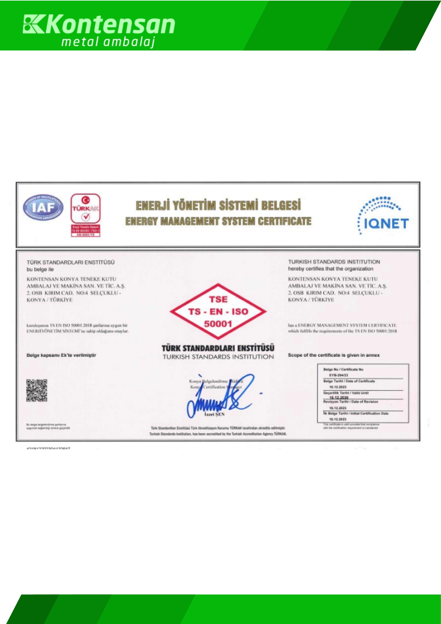 Energy Management System Certificate