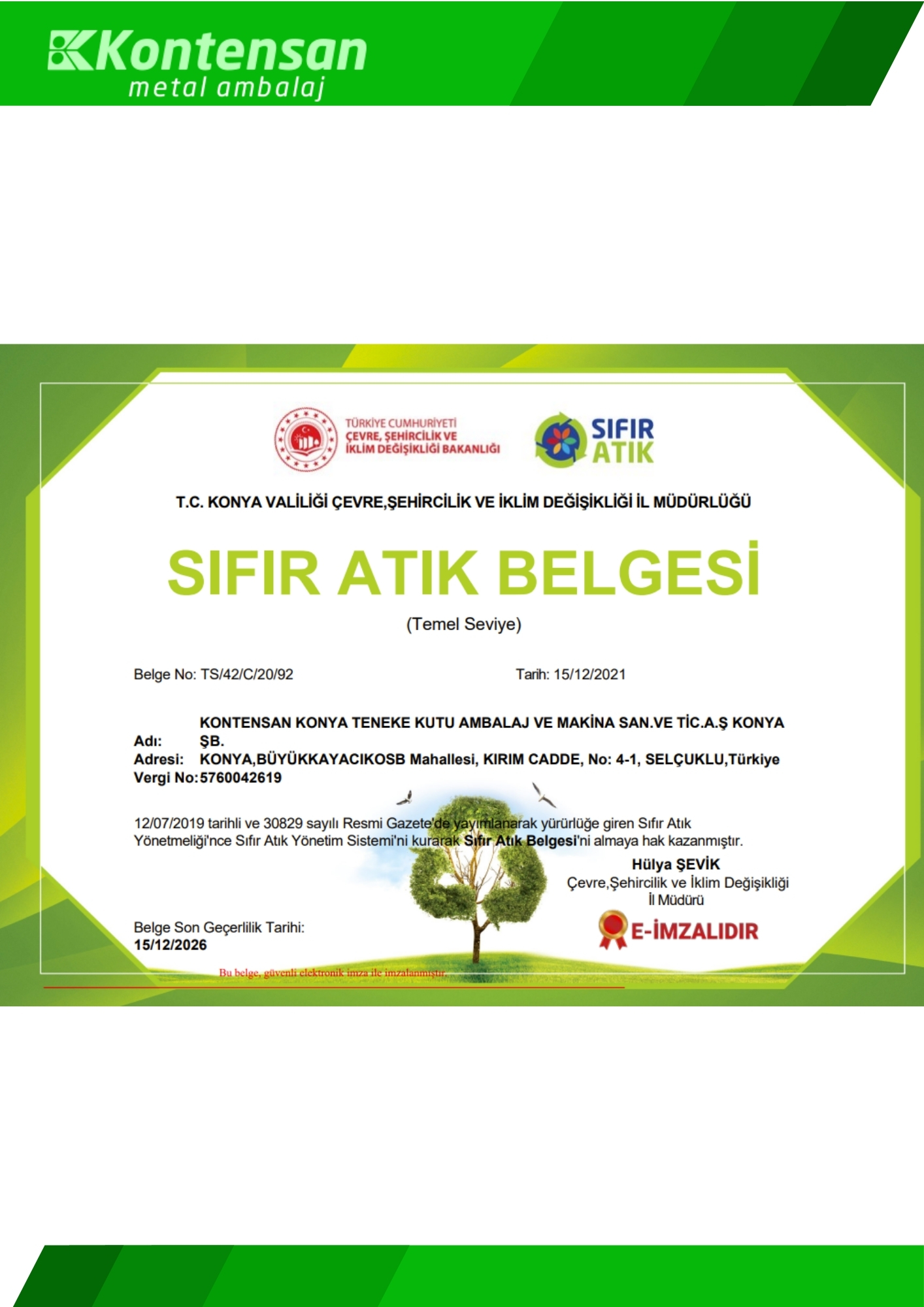 Zero Waste Certificate